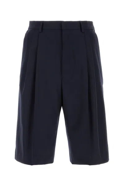Dries Van Noten Wool Panrom Bermuda Shorts In Blue