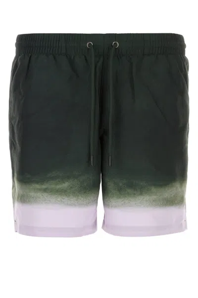 Dries Van Noten Men Printed Nylon Swimming Shorts In Green