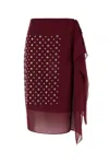 Dries Van Noten Bordeaux Wrap Skirt With Appliqués In Burgundy