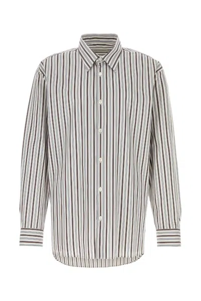 Dries Van Noten Croom Poplin Shirt Striped Regular Fit In Neutral