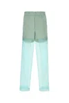 Dries Van Noten Sheer Overlay Elastic Waistband Back Pockets In Blue