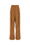 Dries Van Noten Women Caramel Viscose Blend Wide-leg Pant In Brown