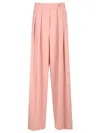 Dries Van Noten High Waist Wide Leg Trousers With Button Detail In Rose