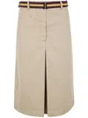 Dries Van Noten Sulia Belted A-line Cotton Skirt In Brown