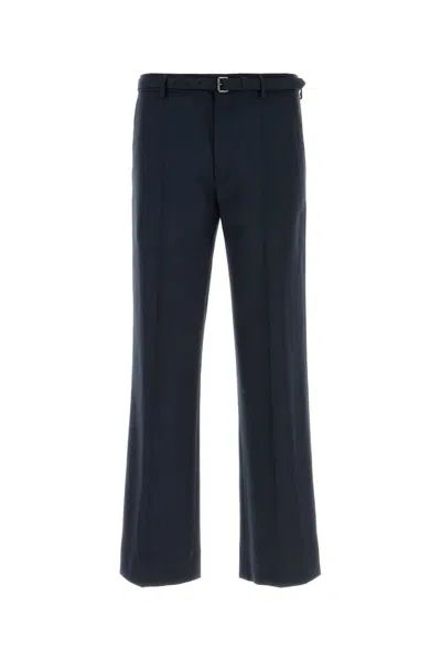 Dries Van Noten Wool Tailored Wide Leg Pant Belted In Blue