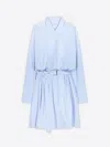 Dries Van Noten Dindi Belted Long-sleeve Shirtdress In Blue