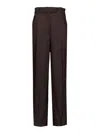 Dries Van Noten High-waisted Wide Leg Trousers With Vertical Stripes In Brown