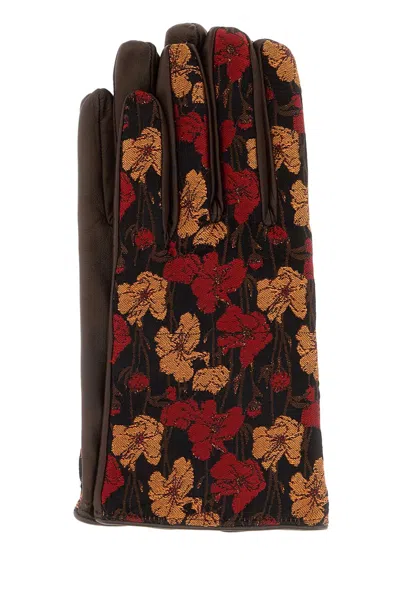Dries Van Noten Multicolor Cotton And Leather Gloves