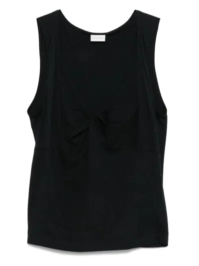 Dries Van Noten Backless Knot Detail Sleeveless V-neck Top In Black