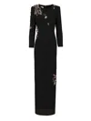 Dries Van Noten 03185-dalista L Emb 2190 Heavyweight Crepe Long Dress With Embellishment Dresses Black In Black