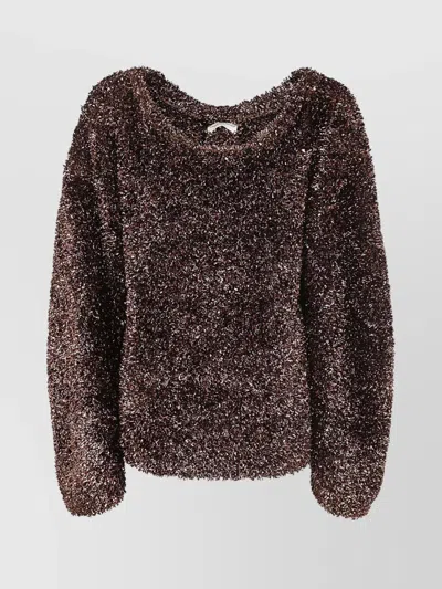DRIES VAN NOTEN 03290 TESS LONG SLEEVE METALLIC KNIT SWEATER