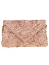 Dries Van Noten Chain Strap Crinkled Texture Envelope Flap Metallic Finish Pleated Fabric Shoulder Bag In Peach