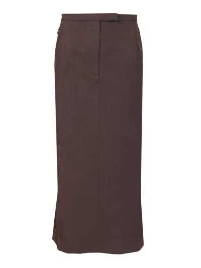 Dries Van Noten 04070-sandora Long 2218 Heavy Cotton Poplin Skirt Skirts Brown