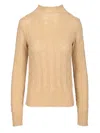 Dries Van Noten 09260-tessy 2707 Mock Neck Sweater Knitwear Beige In Brown