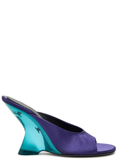 Dries Van Noten 105 Satin Wedge Mules In Purple