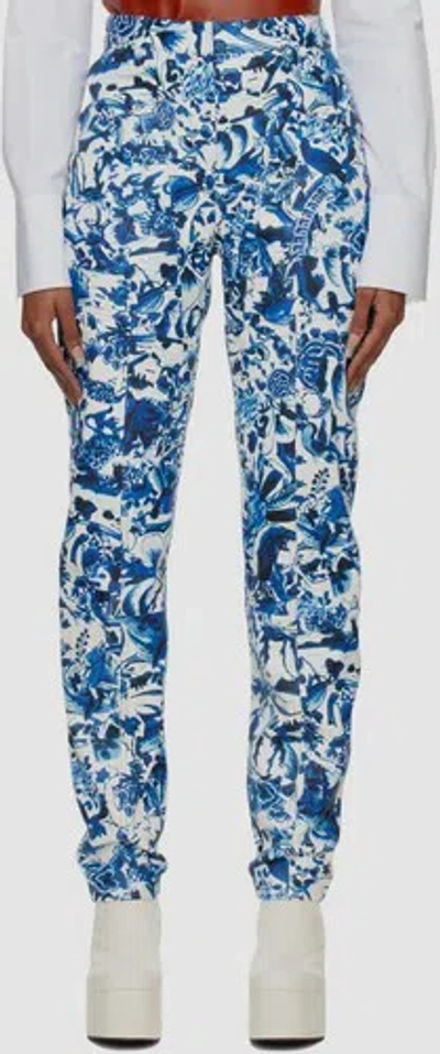 Pre-owned Dries Van Noten $1935  Women's White Printed Leather Pants Size Fr36/us26