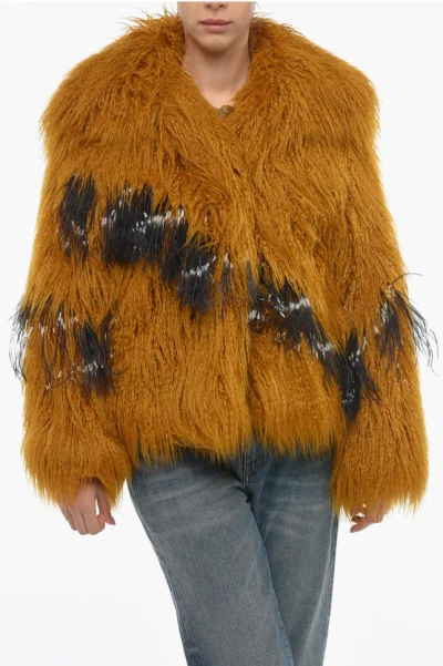 Dries Van Noten 2-pockets Faux Fur Rotadi Coat In Brown