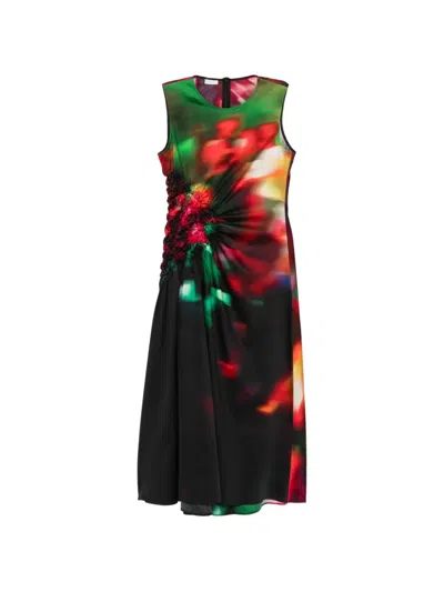 Pre-owned Dries Van Noten 2000s Floral-print Maxi Dress In Black