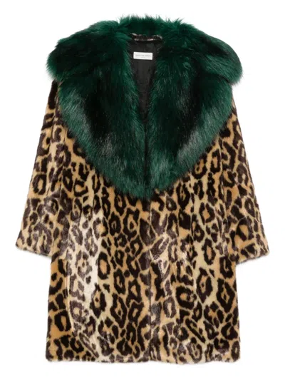 Pre-owned Dries Van Noten 2000s Leopard-print Coat In Brown