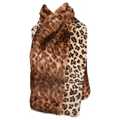 Pre-owned Dries Van Noten 2010  Leopard Printed Fur Runway Scarf In Brown