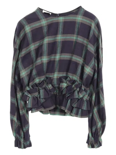 Pre-owned Dries Van Noten 2010s Checked Cotton Blouse In Blue