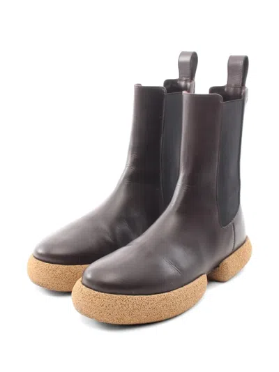 Pre-owned Dries Van Noten 2020s Leather Chelsea Boots In Brown