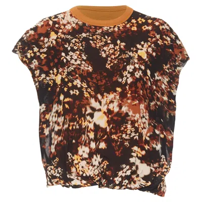 Dries Van Noten 2021 Hernet Brown Black Cotton Blurry Floral Cap Sweater S
