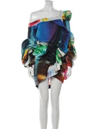 Pre-owned Dries Van Noten 2022 Mini Dress In Blue/purple