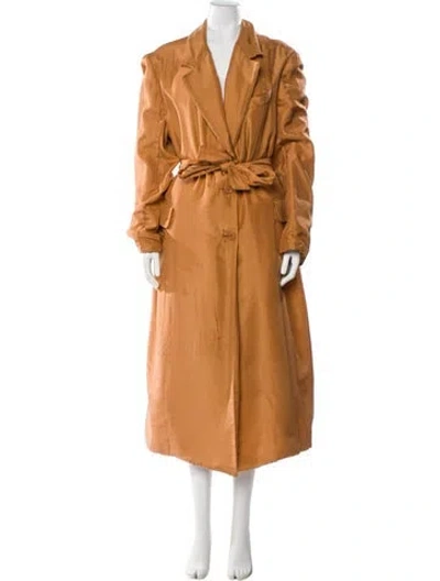 Pre-owned Dries Van Noten 2025 Silk Trench Coat In Orange