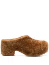 Dries Van Noten Shearling Cozy Slide Clogs In 712 - Tan