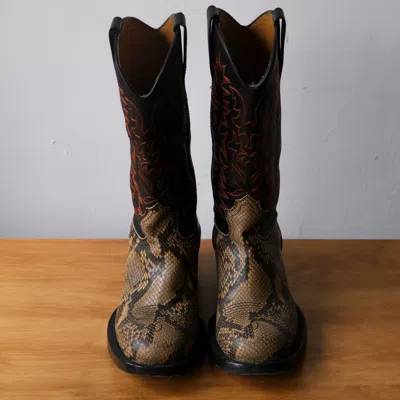 Pre-owned Dries Van Noten 23s/s Snake Cowboy Western Boots In Snakeskin