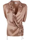 Dries Van Noten Clematis Sleeveless Wrap Blouse With Ruffle Details In Gray