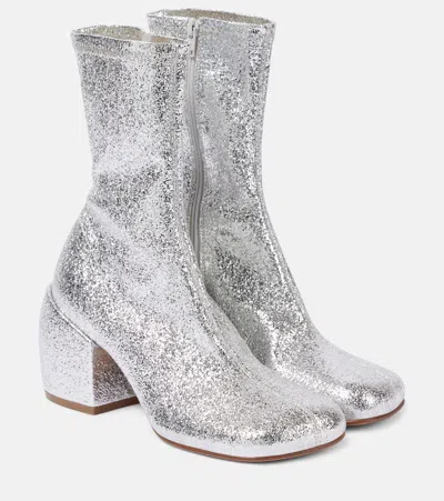 Dries Van Noten 65 Embellished Ankle Boots In Silver