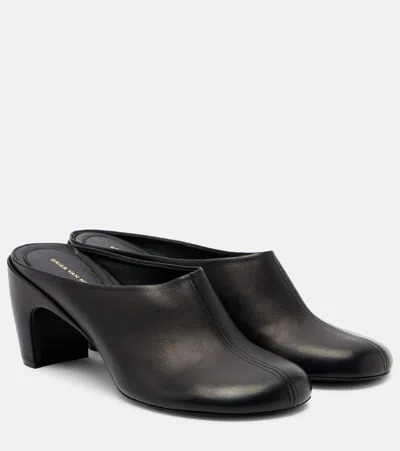 Dries Van Noten 65 Leather Mules In Black