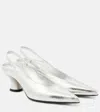 Dries Van Noten Pointed Toe Slingback Pump In Silver
