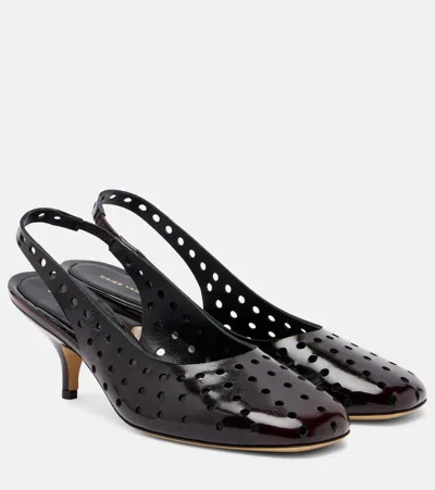 Dries Van Noten 65 Perforated Leather Slingback Pumps In Black