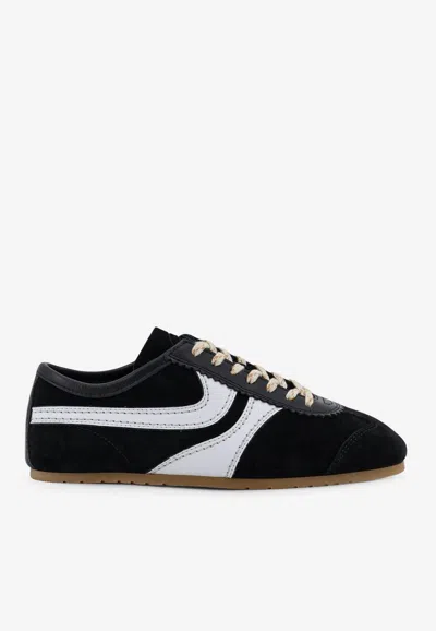 Dries Van Noten 70s Marathon Spirit Suede Low-top Sneakers In Black