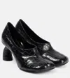 Dries Van Noten 75 Croc-effect Metallic Leather Pumps In Gold
