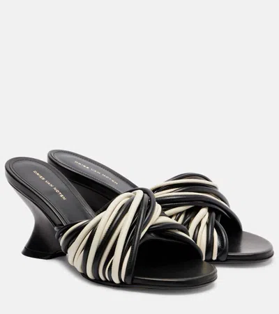 Dries Van Noten 75 Leather Wedge Mules In Nude