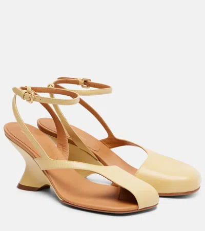 Dries Van Noten 75 Leather Wedge Sandals In Yellow