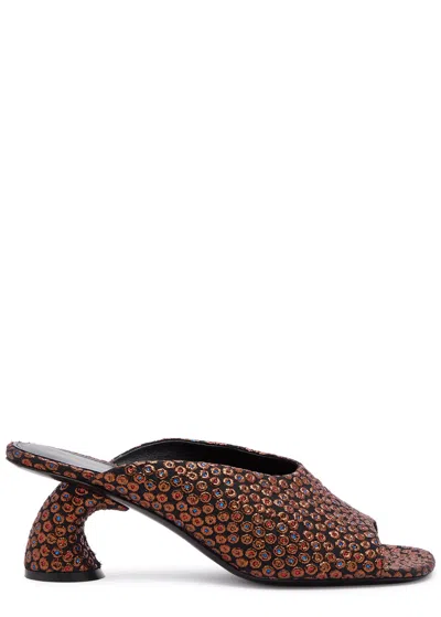 Dries Van Noten 75 Metallic-jacquard Mules In Copper