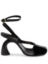 Dries Van Noten Black Asymmetric Heeled Sandals In Black