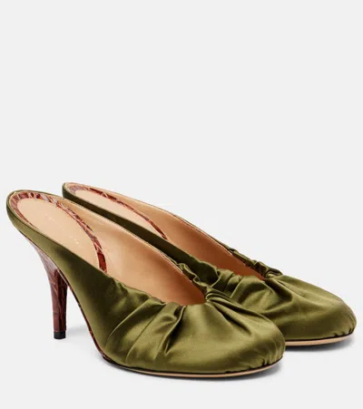 Dries Van Noten 90 Satin Mules In Green