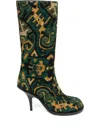 Dries Van Noten 90mm Jacquard Round-toe Boots In Green