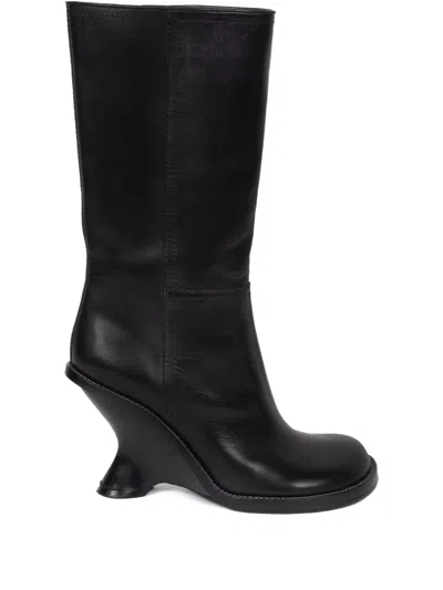 Dries Van Noten 90mm Leather Wedge Boots In Black