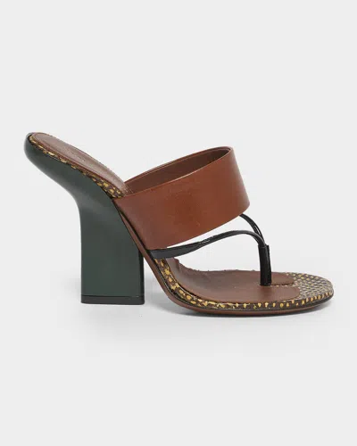 Dries Van Noten 90mm Mixed Leather Curved-heel Thong Sandals In Multi