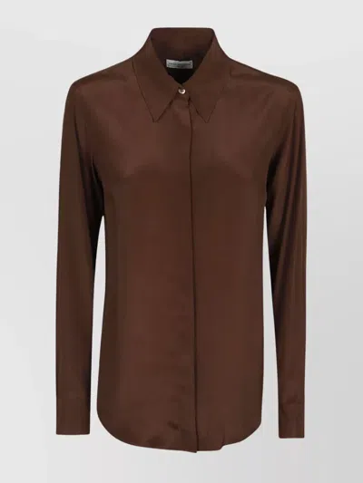 Dries Van Noten 9164 Collared Neck Long Sleeves Shirt In Brown