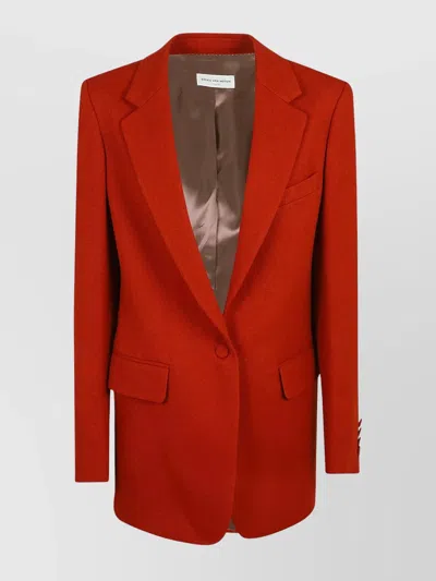 Dries Van Noten 9201 Tailored Jacket Flap Pockets In Red