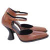 Dries Van Noten 95 Mary Jane Pumps In Brown Leather In Brown