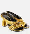 Dries Van Noten Curved-heel Ruffled Metallic Leather Sandals In Gold
